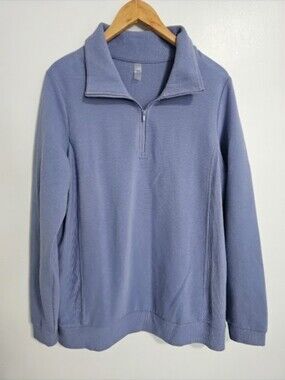 Hyba Half-Zip Pullover Sweatshirt Sweater Lavender Size Large Cotton Blend